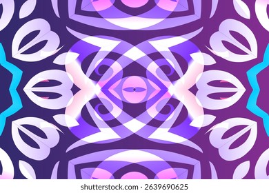 seamless mosaic Beautiful glow colour gradient flower line art pattern wallpaper ornament for commercial ads	