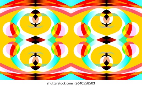 seamless mosaic Beautiful glow colour gradient flower line art pattern wallpaper ornament for commercial ads