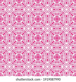 seamless mosaic with drawn pink hearts on a white background, vector, pattern