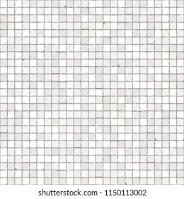 Seamless mosaic floor pattern. White pavement stone tiles. Geometric mediterranean texture.