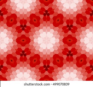 seamless mosaic. floral stained-glass window. red color. vector illustration. for design, wallpaper, interior