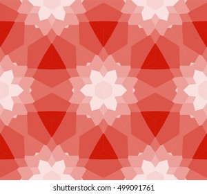 seamless mosaic. floral stained-glass window. red color. vector illustration. for design, wallpaper, interior