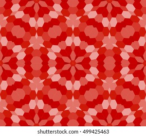 seamless mosaic. floral stained-glass window. red color. vector illustration. for design, wallpaper, interior