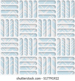 Seamless Mosaic Pattern. Abstract 3d Realistic Background. Modern Fine Wallpaper. White Fashion Design