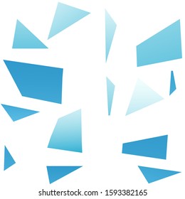 Seamless mosaic pattern with abstract blue and turquoise angular geometric shapes on transparent background. Repetitive vector illustration. EPS 10.