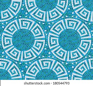 Seamless mosaic pattern -  Blue ceramic tile - classic geometric ornament