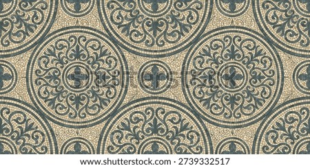 Seamless mosaic pattern with blue tile texture, perfect for pool floors, bathroom walls, and geometric backgrounds with vibrant square shapes and Mediterranean style.