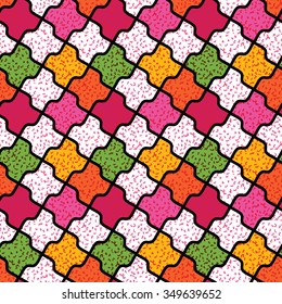 Seamless mosaic pattern of diagonally arranged geometric elements