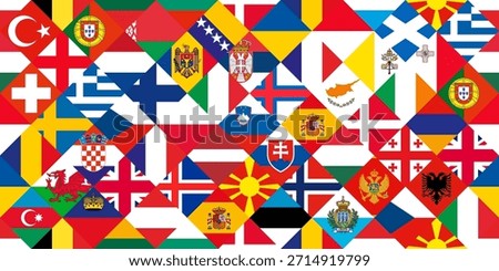 Seamless Mosaic Pattern of European Country Flags. European vector background. The graphic symbolizes international business and political unity in Europe.