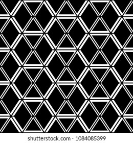 Seamless mosaic pattern. Rhombuses, triangles, lozenges ornament. Grid background. Ancient ethnic motif. Grate wallpaper. Parquet backdrop. Digital paper, web design, textile print. Diamonds vector.