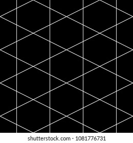 Seamless mosaic pattern. Triangles, hexagons ornament. Grid background. Ethnic tiles motif. Geometric grate wallpaper. Parquet backdrop. Digital paper, page fills, web design, textile print. Vector.