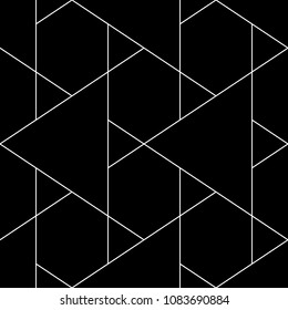 Seamless mosaic pattern. Triangles, hexagons ornament. Grid background. Ethnic tiles motif. Geometric grate wallpaper. Parquet backdrop. Digital paper, page fills, web design, textile print. Vector.