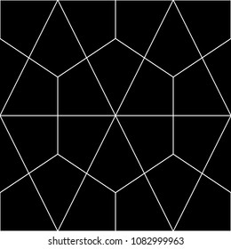 Seamless mosaic pattern. Triangles, kites, hexagons, rhombuses ornament. Grid background. Ethnic motif. Geometric grate wallpaper. Parquet backdrop. Digital paper, web design, textile print. Vector.