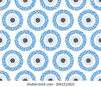 Seamless mosaic pattern with Turkish evil eye bead. Good luck tile. Oriental ottoman design vector background. Perfect for wallpapers, pattern fills, web page backgrounds, surface textures, textile