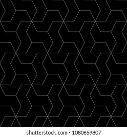 Seamless mosaic pattern. Zigzag figures ornament. Repeated puzzle shapes background. Logic game motif. Tiles wallpaper. Parquet backdrop. Digital paper, page fills, web design, textile print. Vector.