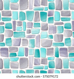 Seamless Mosaic Patterns with Watercolor texture and Pencil lines / Vector illustration / Freehand drawing style / Patterns saved to pattern swatches 