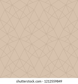Seamless mosaic polygon pattern vector. Design line light brown on beige background. Design print for textile, wallpaper, background, ceramic.  Set 7