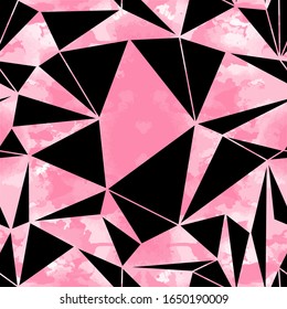 Seamless mosaic texture. Vector kaleidoscope background. Watercolor geometric pattern. Stained glass effect.