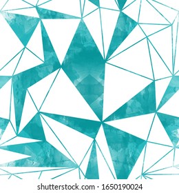 Seamless mosaic texture. Vector kaleidoscope background. Watercolor geometric pattern. Stained glass effect.