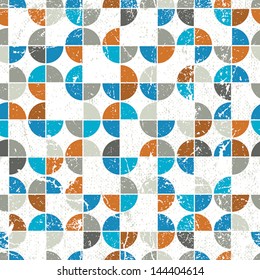 Seamless mosaic tiles pattern in retro style, contain seamless grunge textures. 