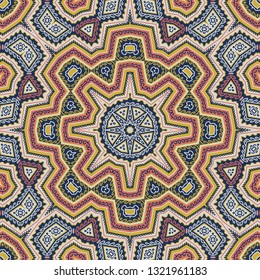  Seamless  mosaic vector ornament,  zigzag pattern, oriental style