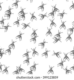 Seamless mosquito pattern in black and white. Vector seamless pattern on insects, zika virus prevention, disease transmission