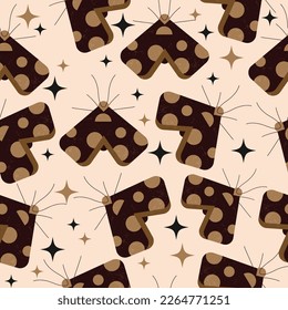   seamless moth insect pattern design ,with cream background  moth, set of 3 moth insect with stars illustration,  ,illustration, vintage, horror, insects, flying insects, moth stars and moon, stars,