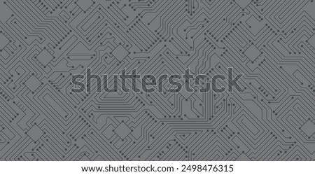 Seamless motherboard circuit on gray background.