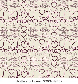 seamless mothers day pattern, I love you mom, mommy,mama ever, Lettering words with heart mother day Repeating Pattern, Happy Mothers day gift seamless word pattern,textiles fabric pink background 

