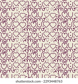 seamless mothers day pattern, I love you mom, mommy,mama ever, Lettering words with heart mother day Repeating Pattern, Happy Mothers day gift seamless word pattern,textiles fabric pink background 

