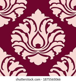 Seamless motif butta pattern on dark pink background