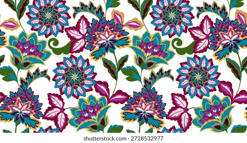 Seamless motif flowers pattern. Hand draw abstract pattern
