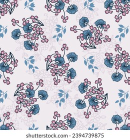 Seamless motif pattern. Batik ethnic vintage colorful floral elements with paisley cashmere. Flowers abstract with branch and plants. Fabric motif texture.