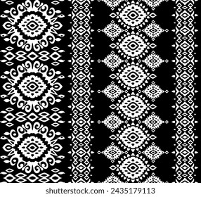 Seamless motif pattern. Repeating black and white ethnic style vector print. Apparel textile print.
