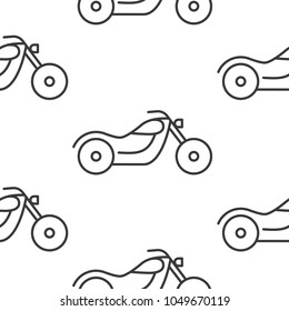 Seamless motorcycle icons pattern grey vector on white background