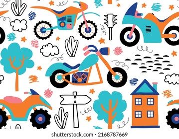 seamless motorcycle pattern. vector illustration