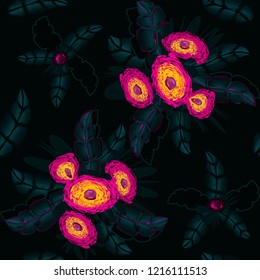 Seamless mottled pattern of flowers for fabric and gift paper decoration