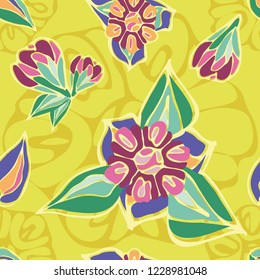 Seamless mottled pattern of flowers for fabric and gift paper decoration