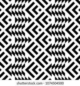 Seamless mountains, arrows pattern. Repeated chevrons, diamonds, angle brackets, curves, triangles background. Ethnic ornament. Ancient window tracery motif. Digital paper, textile print. Vector art.