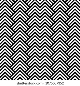 Seamless mountains, arrows, strokes pattern. Repeated chevrons, diamonds, angle brackets, curves, lines background. Ethnic ornament. Ancient window tracery motif. Digital paper, textile print. Vector.