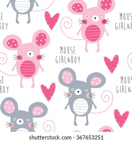 seamless mouse love pattern vector illustration