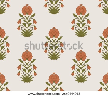 Seamless Mughal floral pattern with traditional Indian motif.
