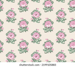 seamless mughal yellow flower pattern design cream background seamless Indian mughal flower motif pattern