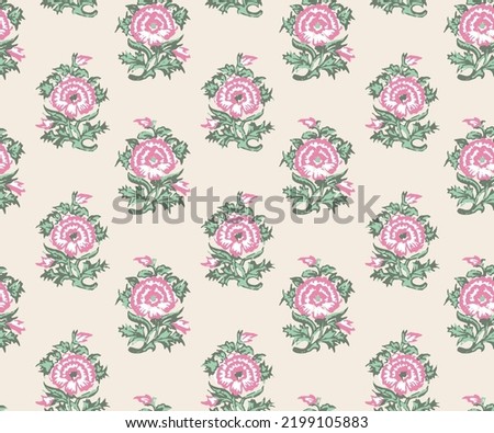 seamless mughal yellow flower pattern design cream background seamless Indian mughal flower motif pattern