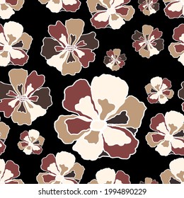 Seamless multi color drawing flower, Vector drawing pattern design for fashion clothes, wallpaper, decoration background.