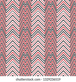 Seamless multi-color abstract pattern. A geometrical ornament from a zigzag of lines of various thickness. Vector illustration.