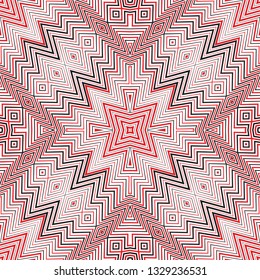 Seamless multi-color abstract pattern. A geometrical ornament from a zigzag of lines of various thickness. Vector illustration.