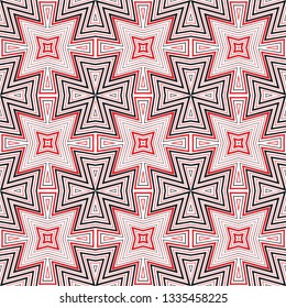 Seamless multi-color abstract pattern. A geometrical ornament from a zigzag of lines of various thickness. Vector illustration.