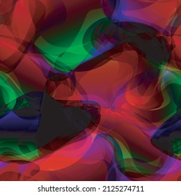 Seamless Multicolor Camouflage Vector Pattern. Fluid Wave Background. Modern Abstract Liquid Repeat Print. Splash Fabric Design for Sport Wear, Wallpaper, Fabric, etc.