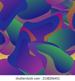 Seamless Multicolor Camouflage Vector Pattern. Fluid Wave Background. Modern Abstract Liquid Repeat Print. Splash Fabric Design for Sport Wear, Wallpaper, Fabric, etc.